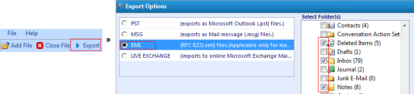 export Virtual Exchange into EML