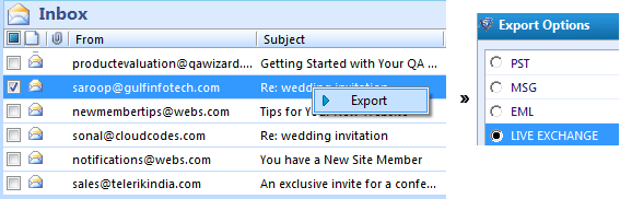 single vm edb export in exchange server
